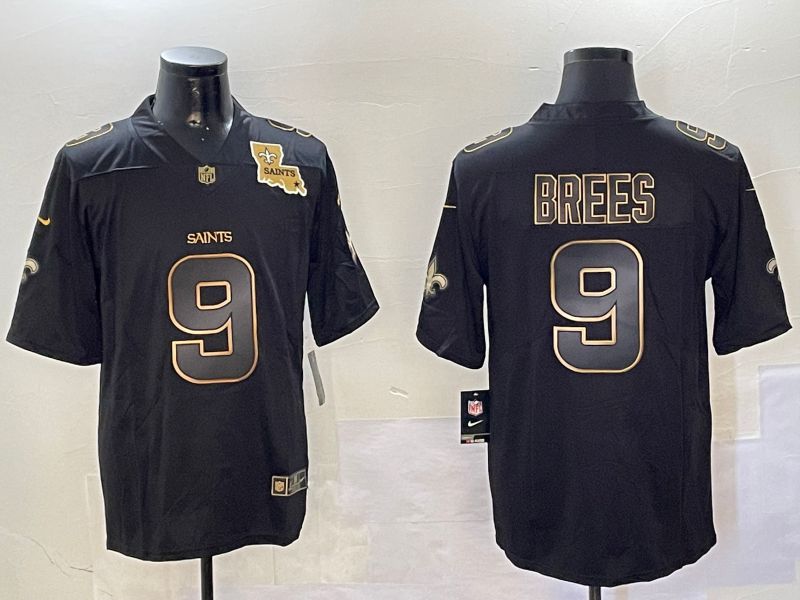 Men New Orleans Saints #9 Brees Black Gold 2024 Nike Limited NFL Jersey style 01081->new orleans saints->NFL Jersey